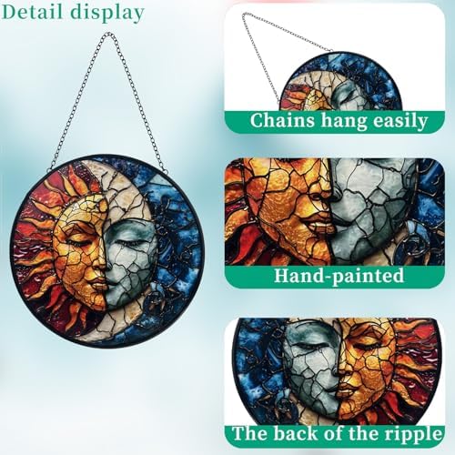 Sun and Moon Decor Suncatcher - Handmade Glass Hanging