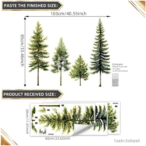 Lilacanthara Pine Tree Wall Decal 118x236 Inch