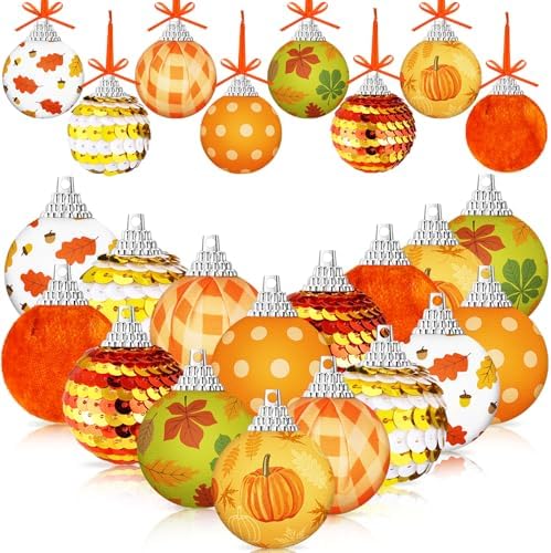 Riceshoot 24 Pc Fall Ornament Set for Tree Decor