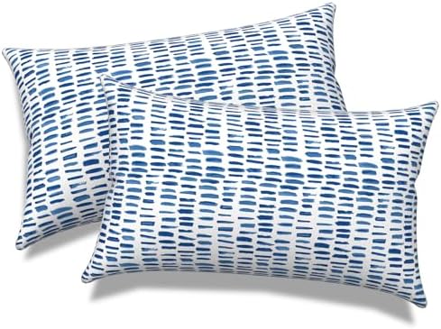 Pebble Blue Lumbar Pillows 12x20 Inch Pack of 2 with Inserts