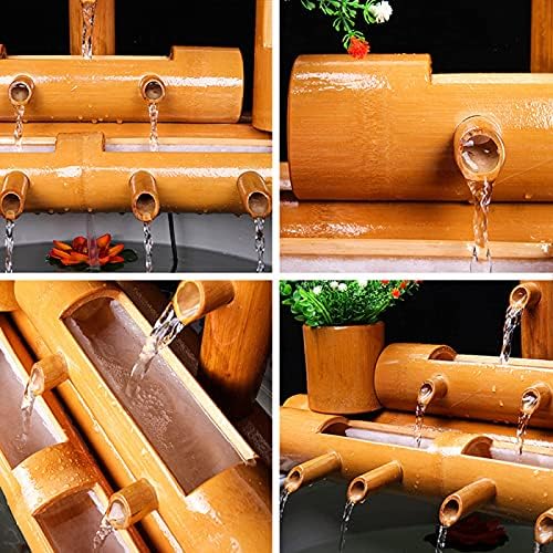 Yellow Solar Bamboo Fountain 90cm for Garden Decor