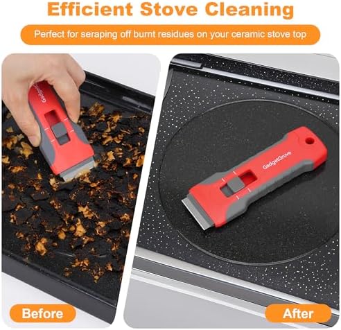 Upgraded Razor Blade Scraper with 10 Blades and 3 Wire Brushes Gray