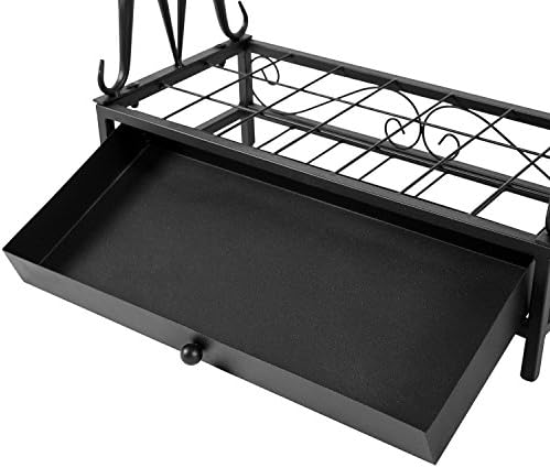 MyGift Modern Black Metal Umbrella Rack with 21 Slots and 12 Hooks
