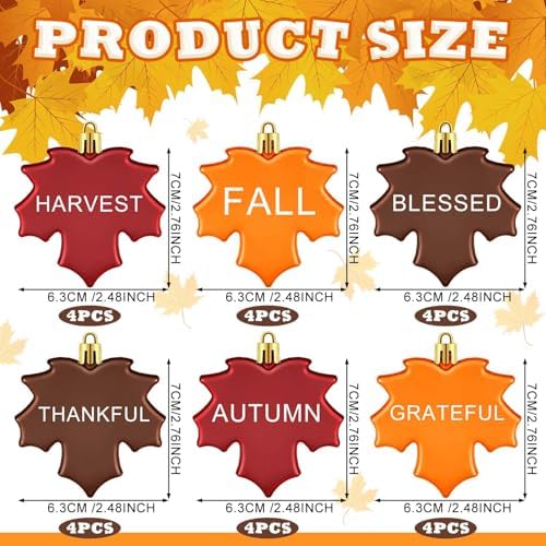 24 Piece Thanksgiving Maple Leaf Hanging Ornament Set