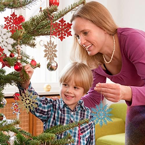 36 Pack Silver Glitter Snowflake Ornaments for Christmas