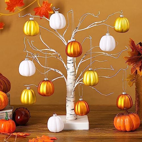 Tigeen 24 Pcs Fall Pumpkin Hanging Tree Ornaments