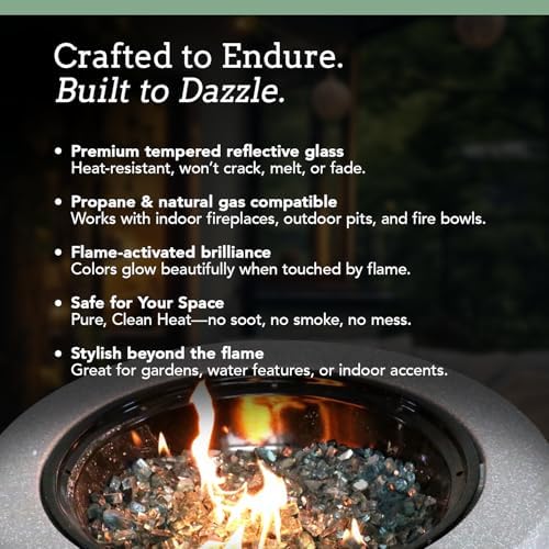 Premium Fire Glass for Fire Pit - Aqua Blue 05 Inch 18 Lbs