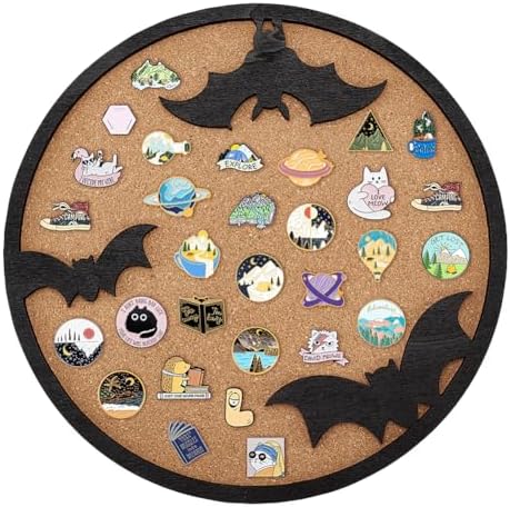 BENECREAT Round Cork Board with Bat Design