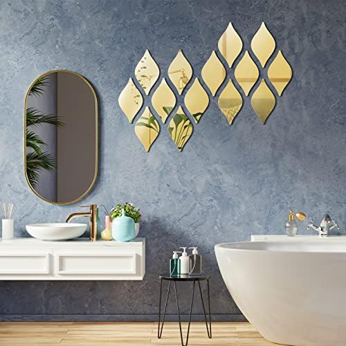 Weysat 30 Pcs 3D Teardrop Mirror Wall Stickers