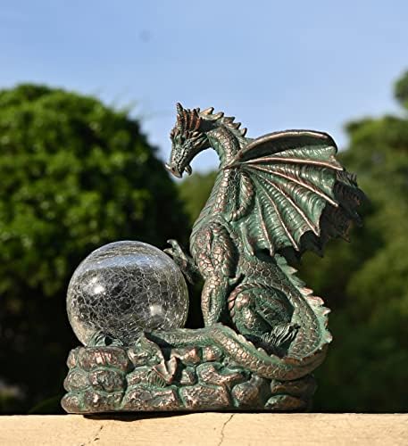 Teresas Collections Dragon Outdoor Statue with Solar Light