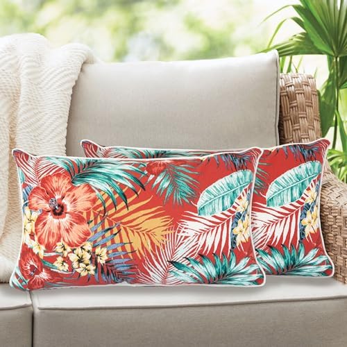 IN4 Care Lumbar Pillow Set of 2 Chili Red Floral