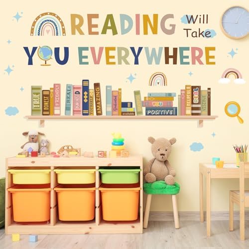 Boho Style Reading Wall Sticker Inspirational Quote Decor