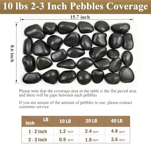40 Pounds Black River Pebbles for Decorative Use