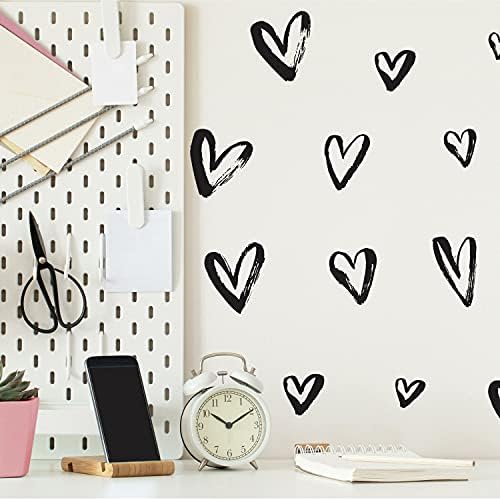 RoomMates RMK4884SCS Black Sketchy Hearts Wall Decals