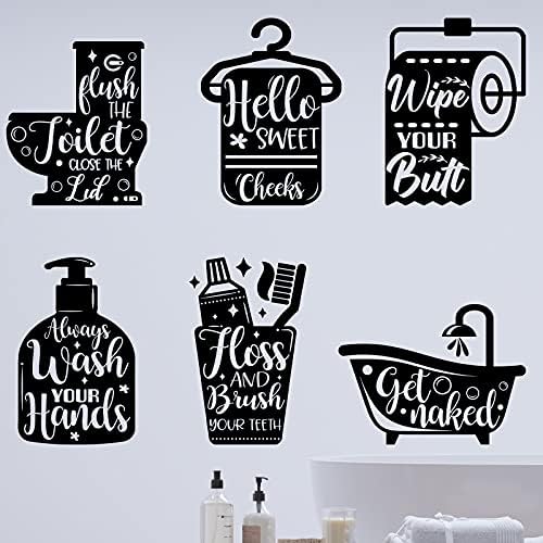 Zonon 6 Pieces Bathroom Wall Decals Funny Quotes Decor