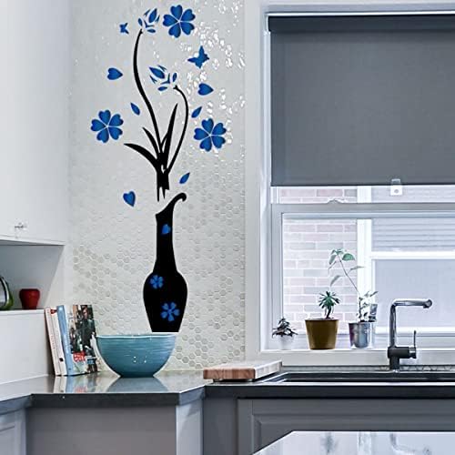 Kitchen Wall Decal with Vase Flower Butterfly Quote Design