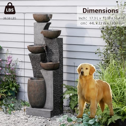 514 Inch H Outdoor Garden Water Fountain with Lights
