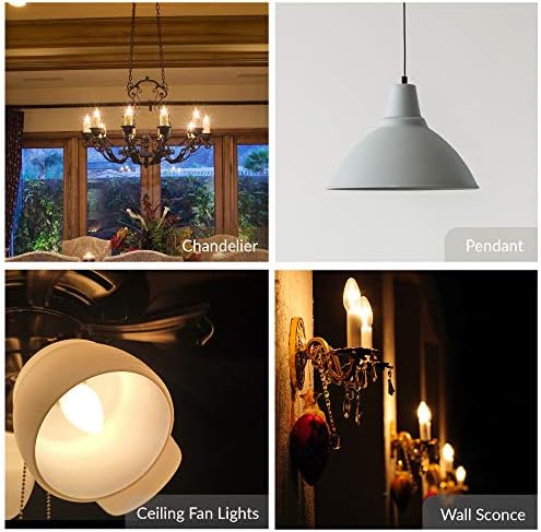 Simba Lighting Frosted B10 Candelabra Light Bulbs 40W E12 Base 12 Pack