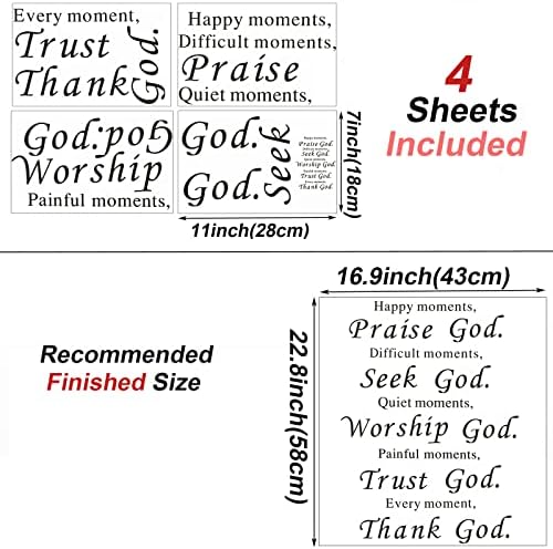 Maydahui Bible Verse Wall Decals 17x23 Inch Pack of 4