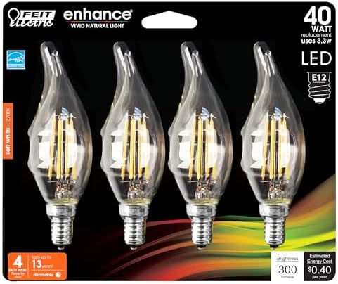 Feit Electric Candelabra LED Light Bulbs 4 Pack