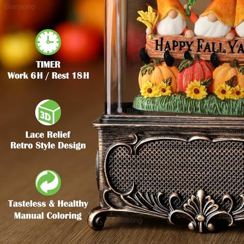 Fall Snow Globe Lantern with Timer and USB Power