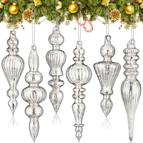 Soaoo 6 Pcs Mercury Glass Christmas Finials