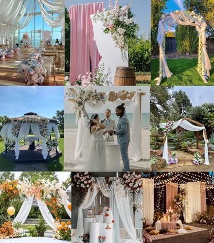Sage Green Chiffon Draping Fabric 2 Panels Wedding Arch Decor