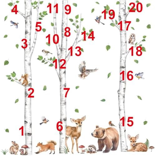 Wondever Large Birch Tree Animals Wall Stickers