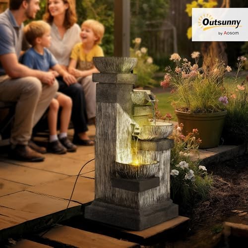 Outsunny 335 Inch Tall Freestanding Water Fountain with LED Lights