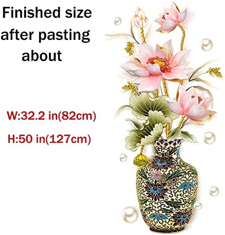 Chinese Style Lotus Flower Classical Vase Wall Sticker
