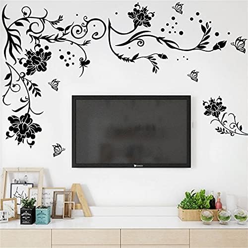 ROFARSO Black Vine Butterflies Wall Stickers
