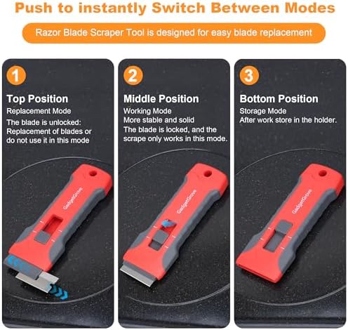 Upgraded Razor Blade Scraper with 10 Blades and 3 Wire Brushes Gray