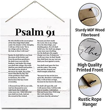Psalms 91 Christian Inspirational Wall Decor Sign 10x78inch
