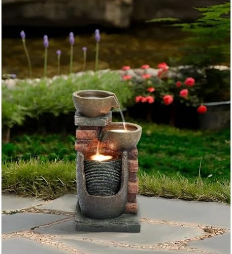 5 Tiered Polyresin Water Fountain for Patio and Garden
