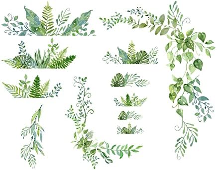 SUPERDANT Green Leaves Wall Decals 2 Sheets Set