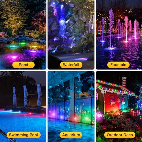 POPOSOAP RGB Pond Lights with Timer and Remote Control