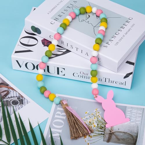 Easter Wood Bead Garland with Tassel 285 Inch