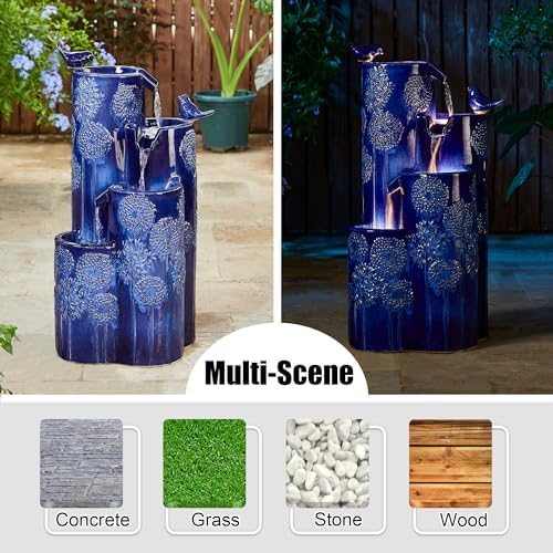 Glitzhome 3175 H Outdoor Fountain with LED Lights and Pump