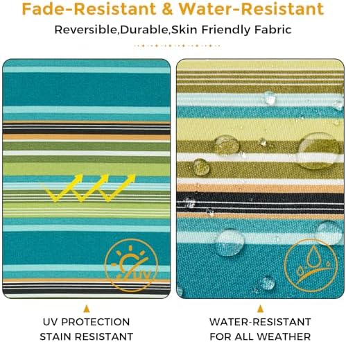 FUNHOME Outdoor Throw Pillows with Insert Set of 2 Green Stripe