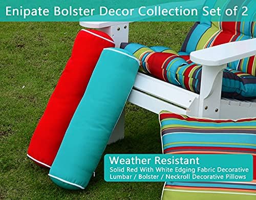 Enipate Set of 2 Weather Resistant Outdoor Indoor Bolster Pillows