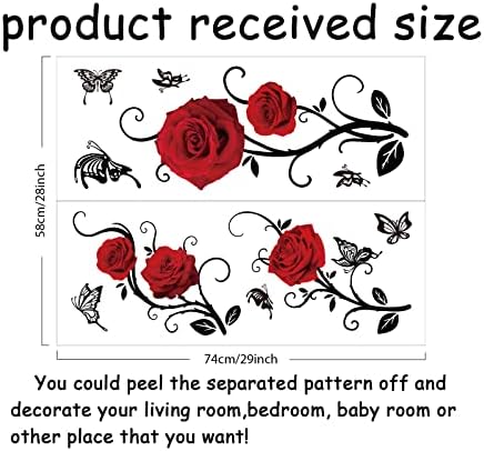 SUPERDANT Red Rose Wall Sticker Valentine Decor