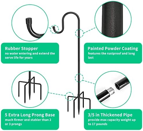 5-Prong Shepherd Hooks 36 Inch Heavy Duty Outdoor