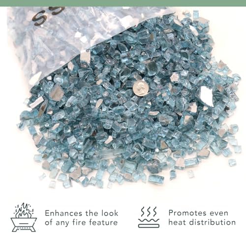 Premium Fire Glass for Fire Pit - Aqua Blue 05 Inch 18 Lbs