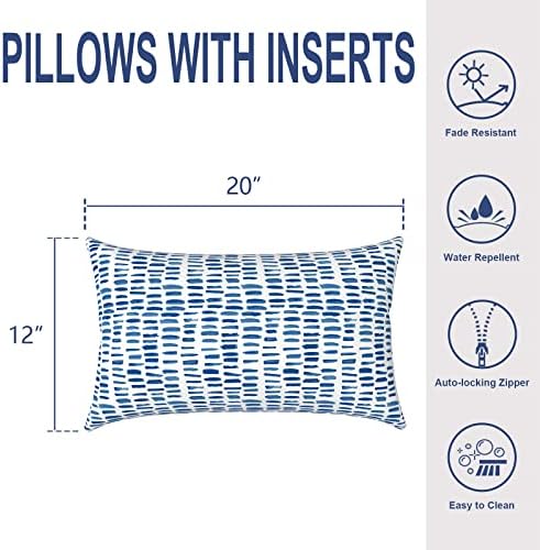 Pebble Blue Lumbar Pillows 12x20 Inch Pack of 2 with Inserts