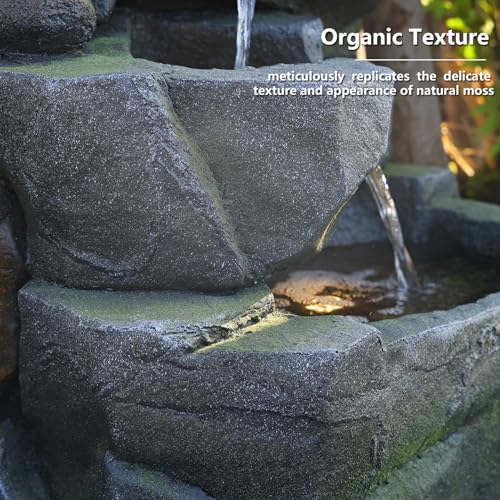 58 Inch Outdoor Garden Water Fountain with LED Lights and 6 Tiers