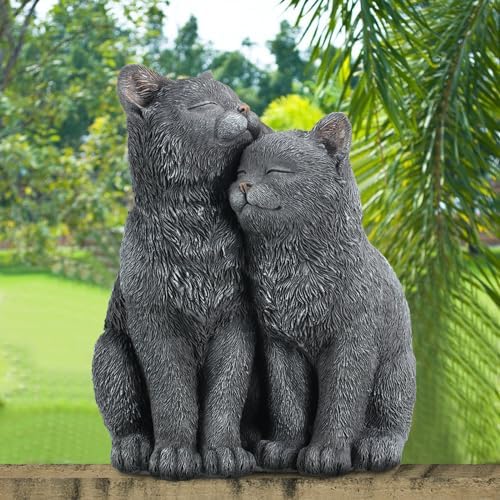 Wenqik Black Cat Garden Statue Couple Kitten Decor