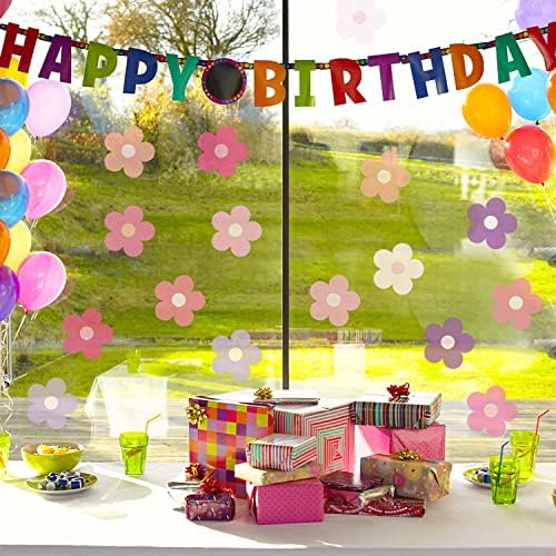 A1diee 16Pcs Y2K Pink Purple Flower Wall Decal Set