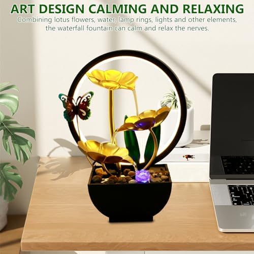 USB Powered Tabletop Water Fountain with LED Light and Humidifier