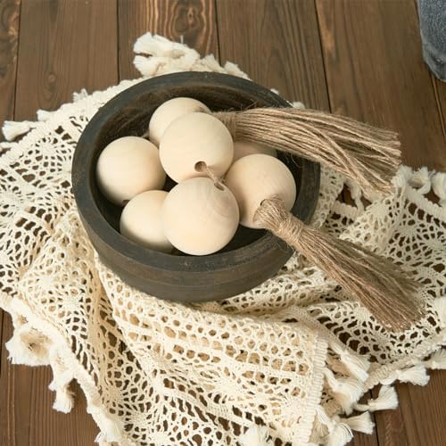 OMISHE Extra Large Wood Bead Garland with Tassels 255 Inches Long