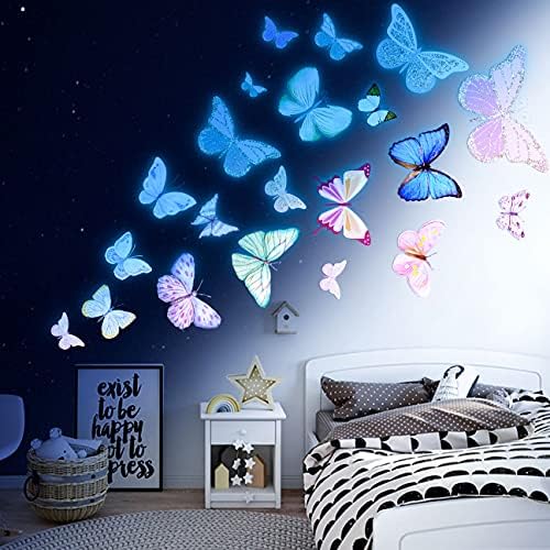 Glow Butterfly Wall Decor Stickers 58Pcs